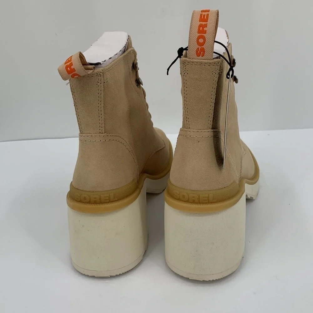 Sorel Hi-line lug boots suede leather waterproof chunky platform shoe tan new 10